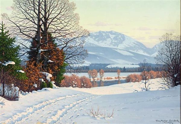 Prachtvolle, Sonnig Beleuchtete Winterlandschaft Oil Painting by Fritz Mueller-Landeck