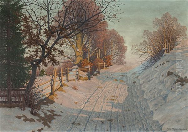 Winterlandschaft Im Sonnenlicht Oil Painting by Fritz Mueller-Landeck