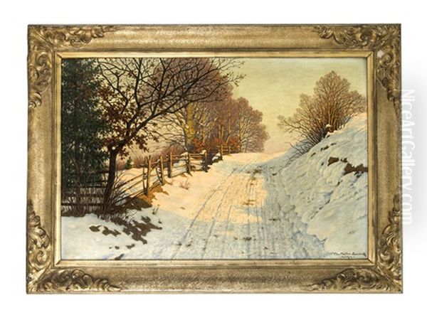 Winters Abendsonne Oil Painting by Fritz Mueller-Landeck