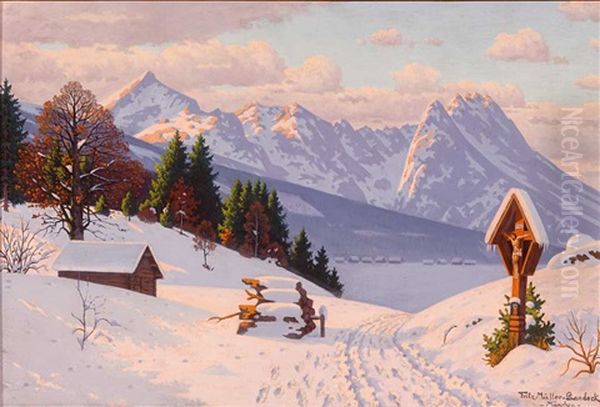 Prachtvolle Hochgebirgslandschaft Im Winter Oil Painting by Fritz Mueller-Landeck