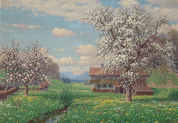 Baumblute Oil Painting by Fritz Mueller-Landeck