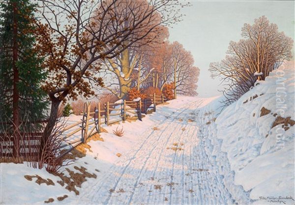 Winterlandschaft Im Sonnenlicht Oil Painting by Fritz Mueller-Landeck