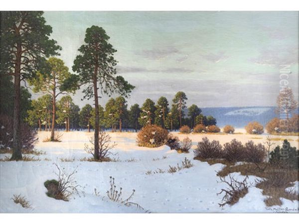 Winter Landscape Oil Painting by Fritz Mueller-Landeck