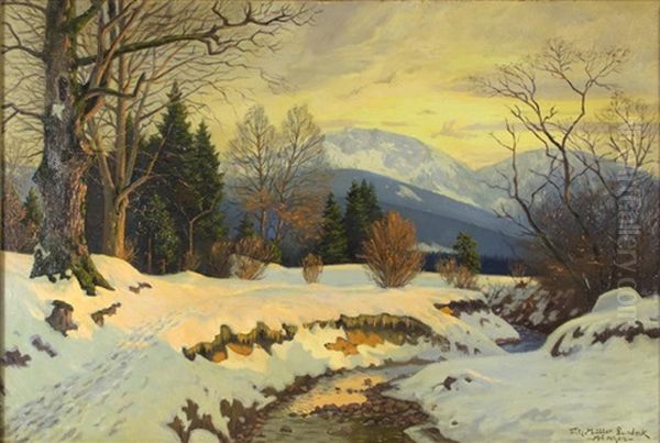 Winterlandschaft Oil Painting by Fritz Mueller-Landeck