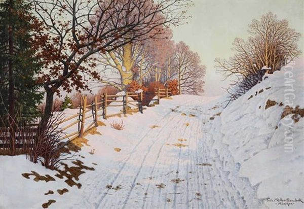 Sonnige Winterlandschaft Oil Painting by Fritz Mueller-Landeck