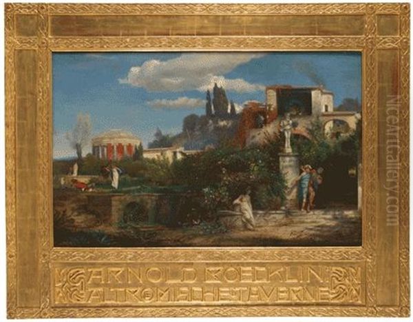 Altromische Weinschenke (after Arnold Bocklin) Oil Painting by Fritz Mueller-Landeck