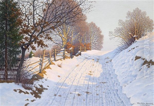 Winterabendsonne Oil Painting by Fritz Mueller-Landeck