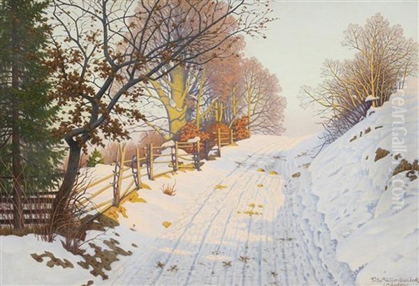 Sonniger Wintertag Oil Painting by Fritz Mueller-Landeck