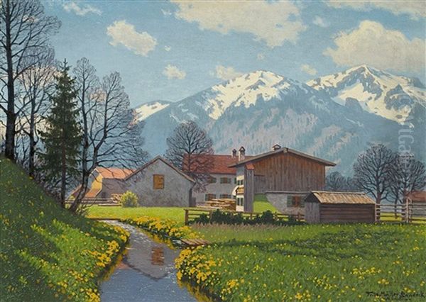 Bei Aschau Am Chiemsee Oil Painting by Fritz Mueller-Landeck