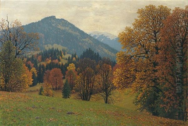 Herbstliche Landschaft Oil Painting by Fritz Mueller-Landeck