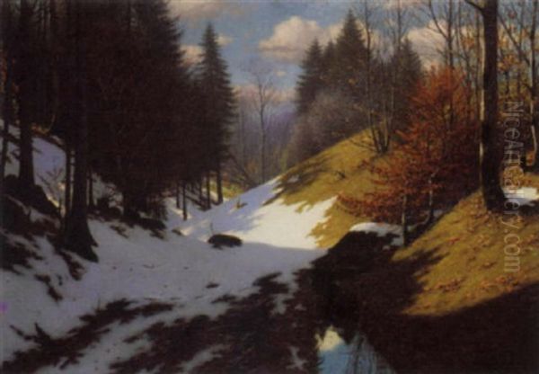 Early Spring Oil Painting by Fritz Mueller-Landeck