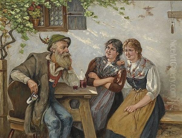 Feierabend Oil Painting by Albert Mueller-Lingke