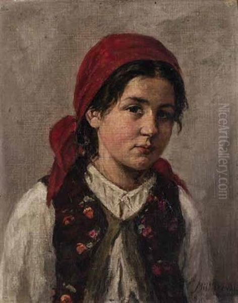 Junges Madchen In Tracht Oil Painting by Albert Mueller-Lingke