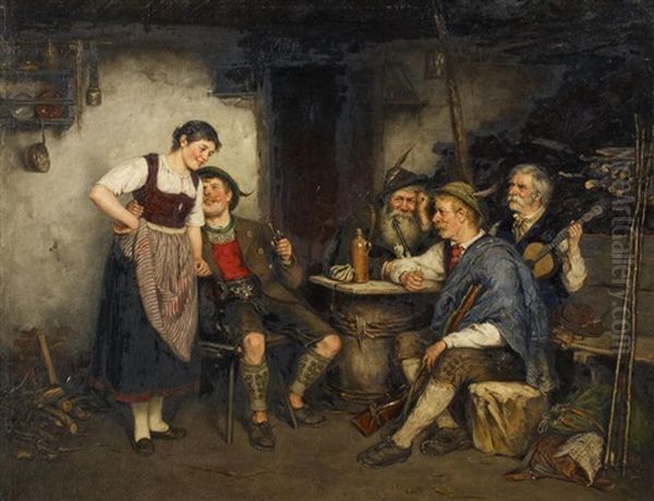 Tiroler Wirtshausszene Oil Painting by Albert Mueller-Lingke