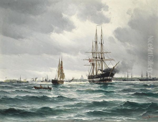 The Danish Steam Frigate Oil Painting by Vilhelm Bille