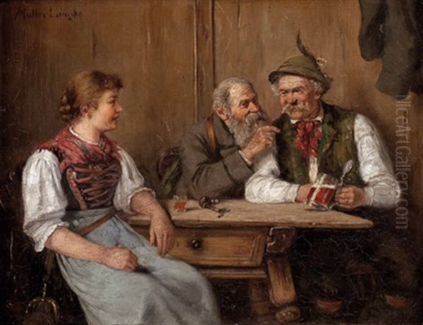 Eine Tischgesellschaft Oil Painting by Albert Mueller-Lingke