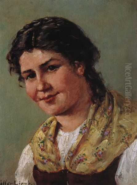 Portrait Eines Madchens Oil Painting by Albert Mueller-Lingke