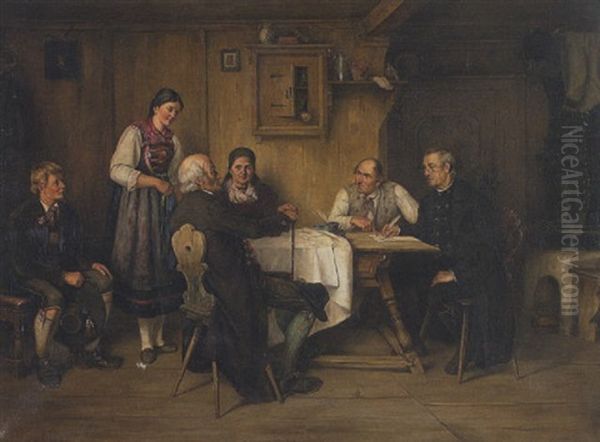 Der Ehevertrag Oil Painting by Albert Mueller-Lingke