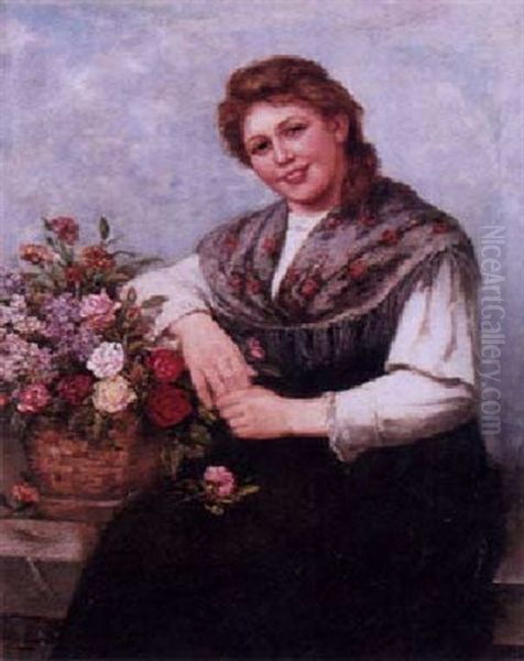 The Flower Seller Oil Painting by Albert Mueller-Lingke