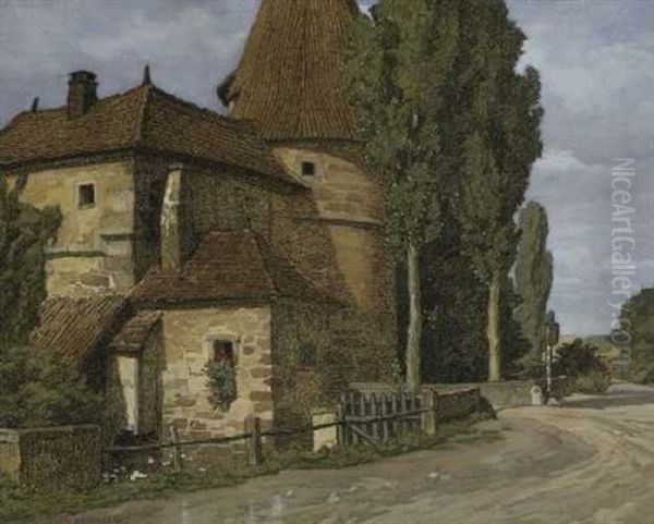 Das Rodelseer Tor In Iphofen Oil Painting by Karl Hermann Mueller-Samerberg