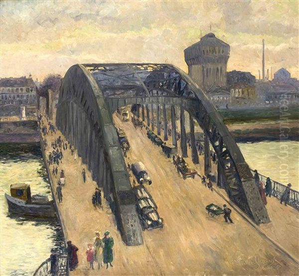 Die Kaiserbrucke In Bremen Oil Painting by Ernst Mueller-Scheessel