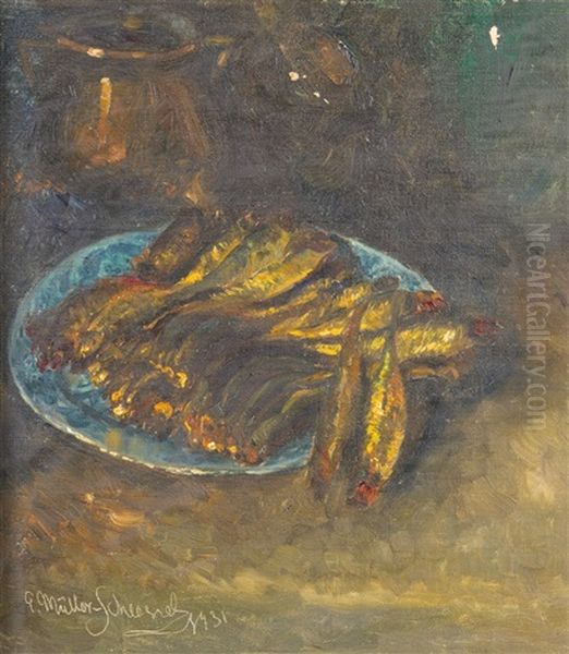 Stillleben Mit Bucklingen Oil Painting by Ernst Mueller-Scheessel