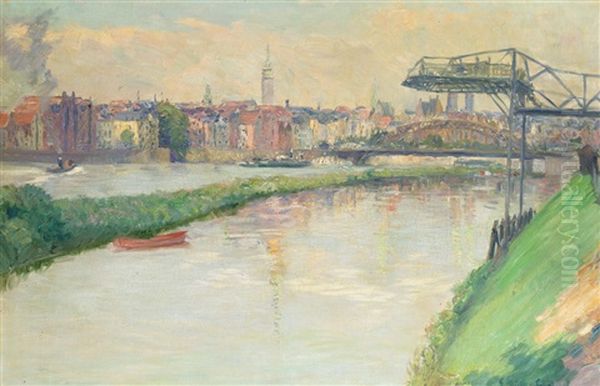 Blick Uber Die Weser Oil Painting by Ernst Mueller-Scheessel