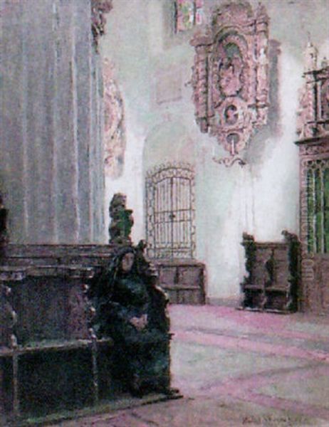 Marienkirche, Interieur Oil Painting by Ernst Wilhelm Mueller-Schoenefeld