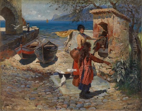 An Der Italienischen Kuste Oil Painting by Heinrich Muller-Wachenfeld