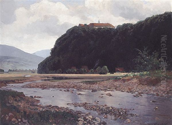 Blick Auf Schloss Herzberg Im Harz Oil Painting by Heinrich Muller-Wachenfeld