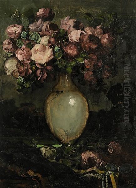 Blumenstillleben Oil Painting by Anton Mueller-Wischin