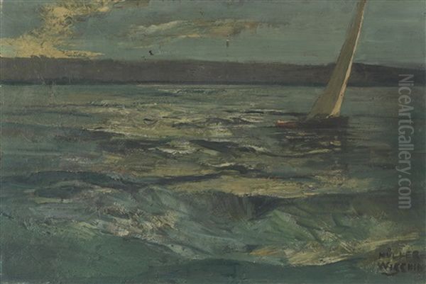 Bewegter See Mit Segelboot Oil Painting by Anton Mueller-Wischin