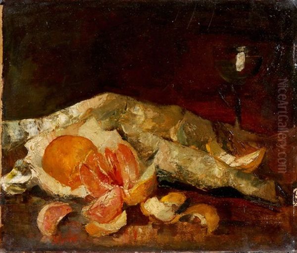 Stillleben Mit Orangen Und Zitronen Oil Painting by Anton Mueller-Wischin