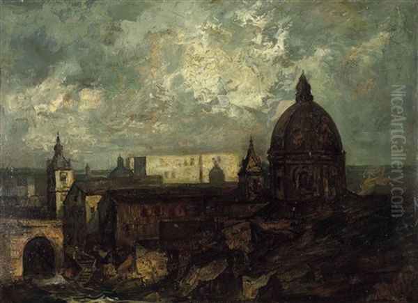 Spanische Stadt Oil Painting by Anton Mueller-Wischin