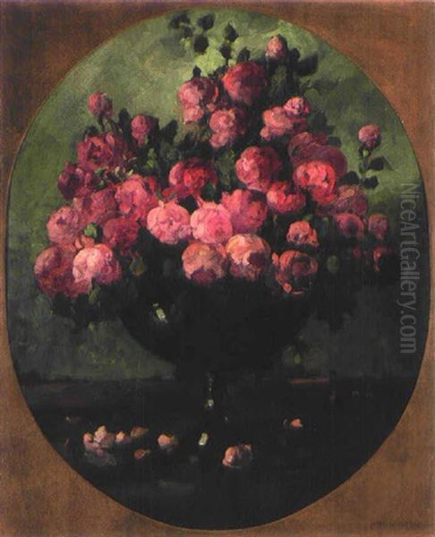 Rosenstillleben In Einer Schale Oil Painting by Anton Mueller-Wischin