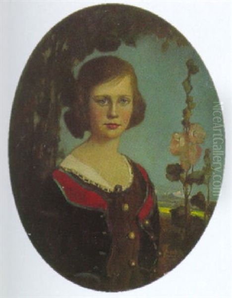 Madchen In Berchtesgadener Tracht Oil Painting by Anton Mueller-Wischin