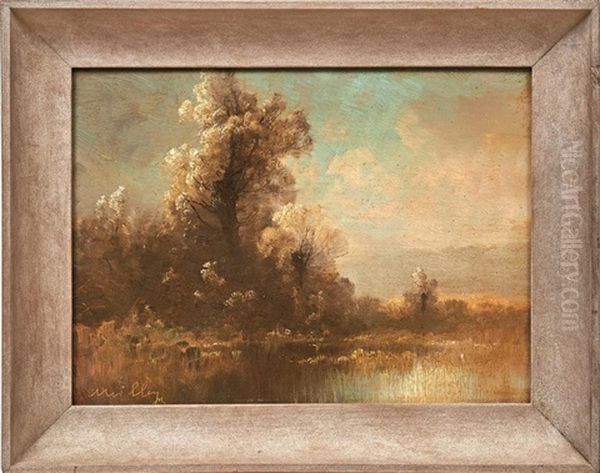 Landschaft Mit Weiher Oil Painting by Oskar Mulley