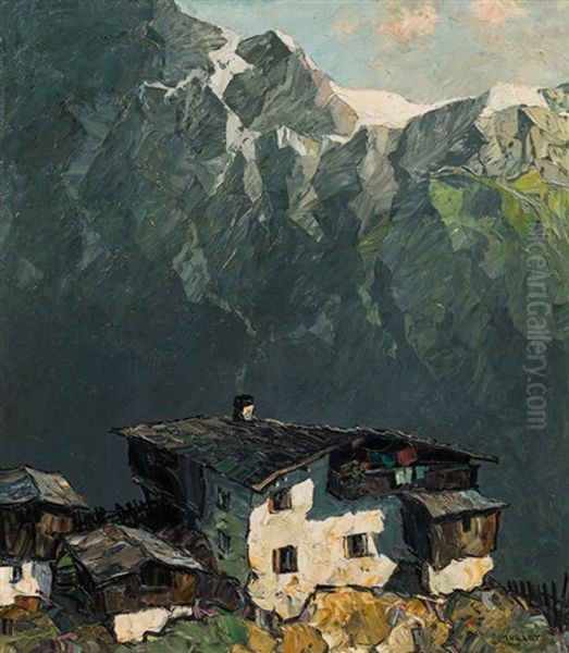 Mountain Farmstead Oil Painting by Oskar Mulley