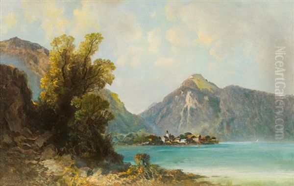 Walchensee Near Garmisch Oil Painting by Oskar Mulley