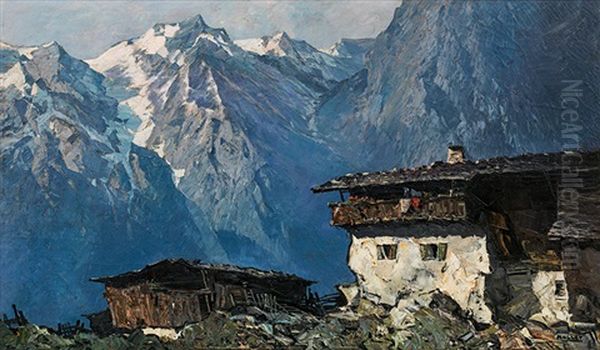 Bergbauernhaus Oil Painting by Oskar Mulley