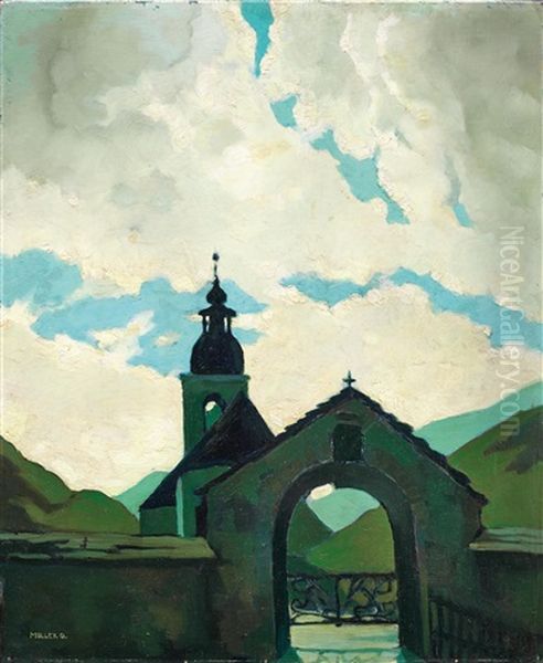 View On A Church Oil Painting by Oskar Mulley