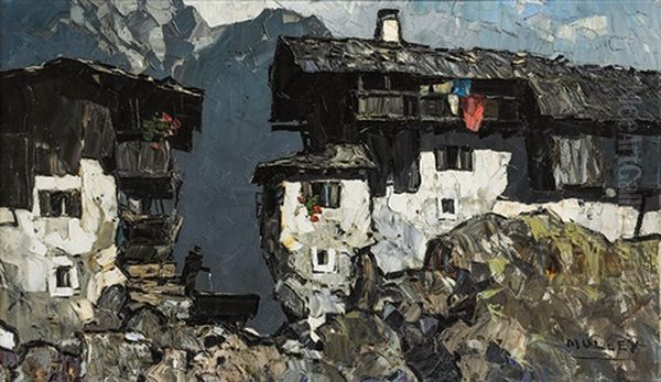 Mountain Farmstead Oil Painting by Oskar Mulley