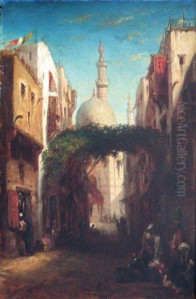 Ecole Orientaliste Vue Du Caire Oil Painting by Etienne Billet