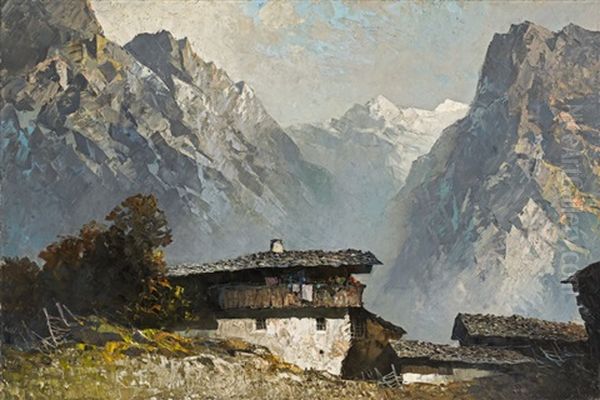 In The Mountainside Oil Painting by Oskar Mulley