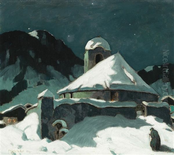 Winternight Oil Painting by Oskar Mulley