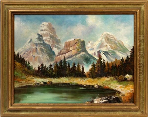 Mountain Landscape Oil Painting by Oskar Mulley