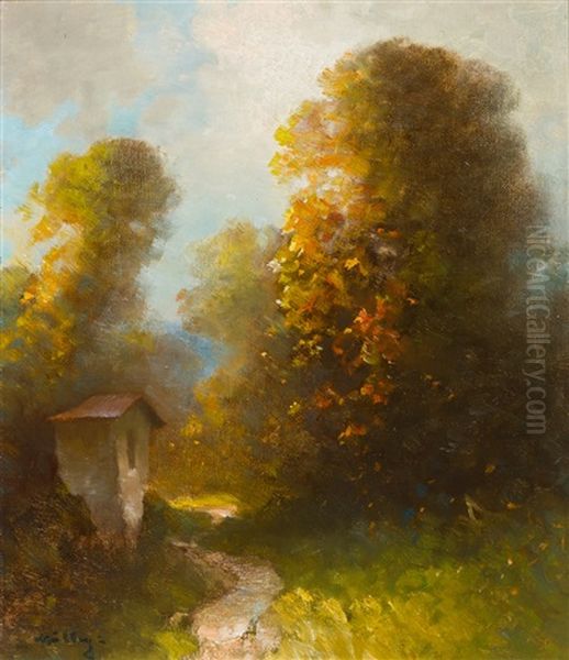 Herbstliche Landschaft Mit Marterl Oil Painting by Oskar Mulley