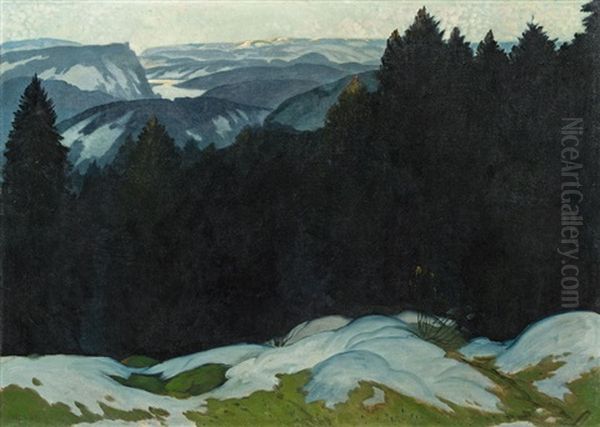 Gebirgslandschaft Im Vorfruhling Oil Painting by Oskar Mulley