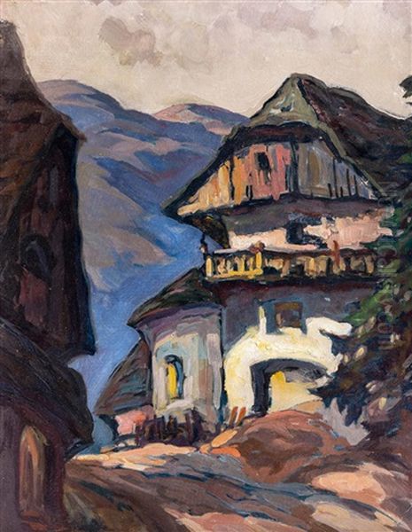 Bauernhof In Den Bergen Oil Painting by Oskar Mulley