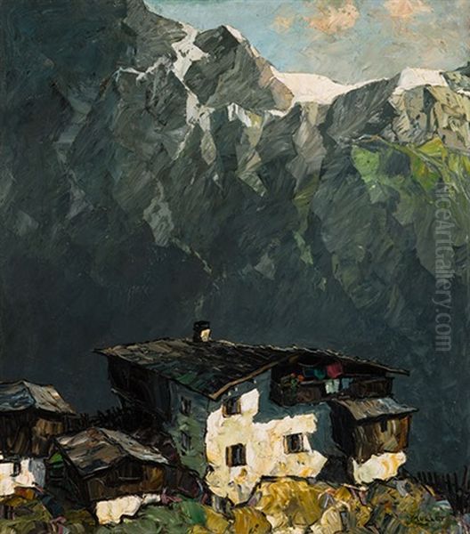 Gehoft Im Gebirge Oil Painting by Oskar Mulley